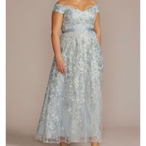 Formal dress. Prom dress. Oleg Cassini blue/grey sparkling “princess” dress.